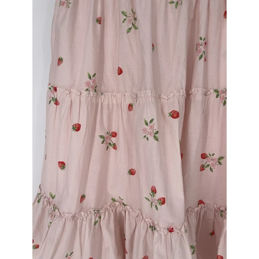 Rachel Parcell Tiered Pink Strawberry Skirt Pull-on XS - Picture 2 of 7
